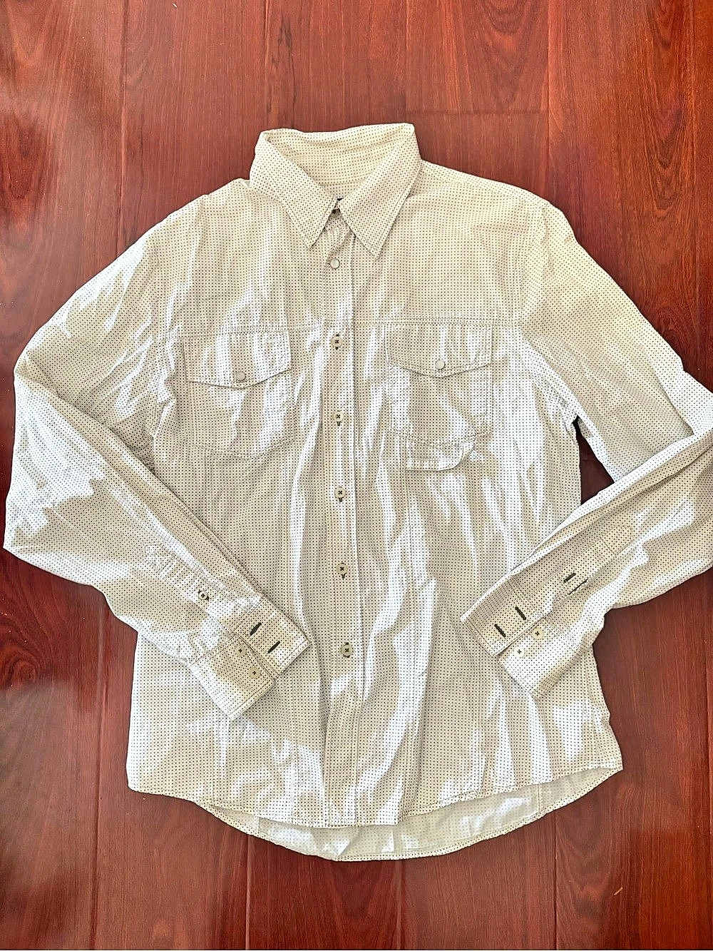 Zara Polka Dot Button Down Shirt in Cream Size XL